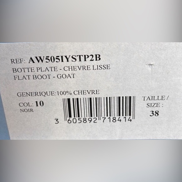 LANVIN vintage tall flat black goat leather boots size 8, VGUC - Picture 9 of 10